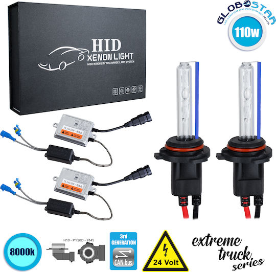 GloboStar Truck Xenon Kit Extreme Truck Series H10 CAN Bus 110W 24V 8000K Cold White