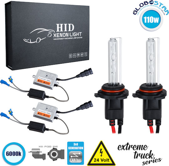 GloboStar Truck Xenon Kit Extreme Truck Series H10 CAN Bus 110W 24V 6000K Cold White