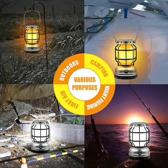 GloboStar Фенер LED Слънчева за Къмпинг Водоустойчив с Фенерче 100 Лумени 5W