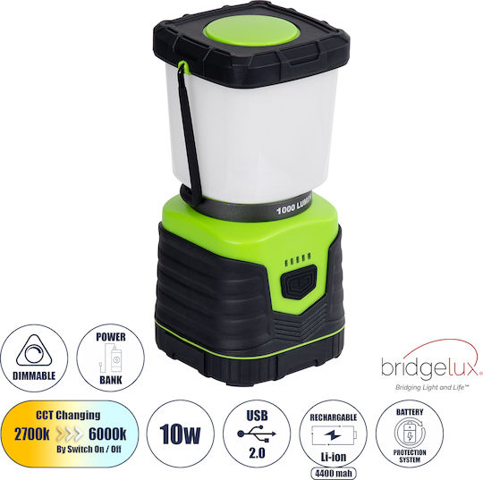 GloboStar Rechargeable Led Lantern for Camping Waterproof with Flashlight 1000lm 10W