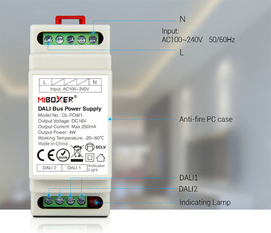 GloboStar DIN Rail Power Supply 16V/4W