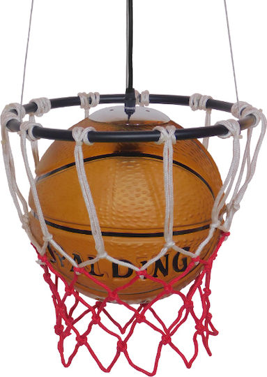 GloboStar Spalding NBA Μονόφωτο Παιδικό Φωτιστικό Κρεμαστό από Μέταλλο με Υποδοχή E27 32x58cm