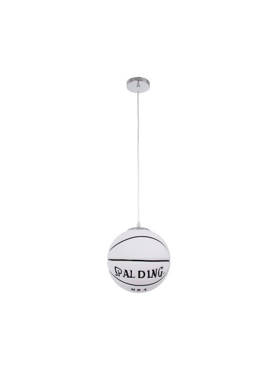 GloboStar Kids Glass Single Ceiling Light E27 Spalding Nba White 25x25cm