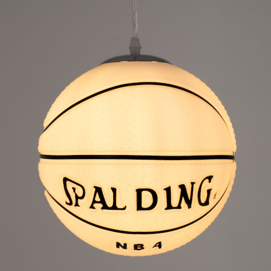 GloboStar Spalding Nba Μονόφωτο Παιδικό Φωτιστικό Κρεμαστό από Γυαλί με Υποδοχή E27 Λευκό 25x25cm