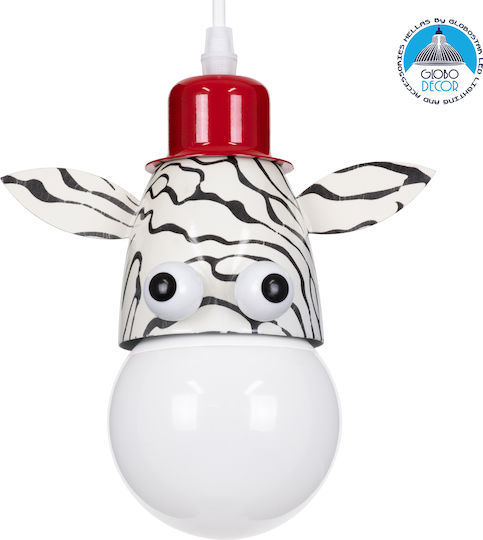 GloboStar Einfaches Kinderzimmer-Deckenleuchte Hängend aus Metall mit E27-Fassung Weiß-Schwarz 10,5x13,5cm