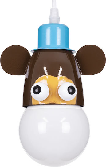 GloboStar Einfaches Kinderzimmer-Deckenleuchte Hängend aus Metall mit E27-Fassung Hellblau - Braun 10,5x13,5cm