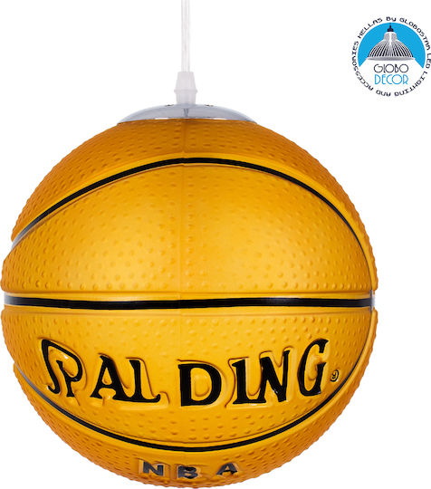GloboStar Spalding Nba Μονόφωτο Παιδικό Φωτιστικό Κρεμαστό από Γυαλί με Υποδοχή E27 Πορτοκαλί 25x25cm