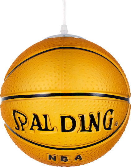 GloboStar Spalding Nba Μονόφωτο Παιδικό Φωτιστικό Κρεμαστό από Γυαλί με Υποδοχή E27 Πορτοκαλί 25x25cm