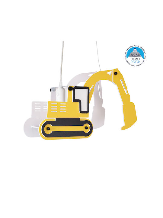 GloboStar Kids Plastic Single Ceiling Light E27 Excavator Yellow 45x27cm