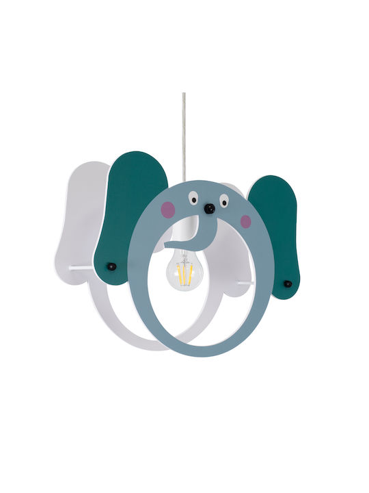 GloboStar Elephant Μονόφωτο Παιδικό Φωτιστικό Κρεμαστό από Πλαστικό με Υποδοχή E27 Πράσινο 37.7x31.5cm