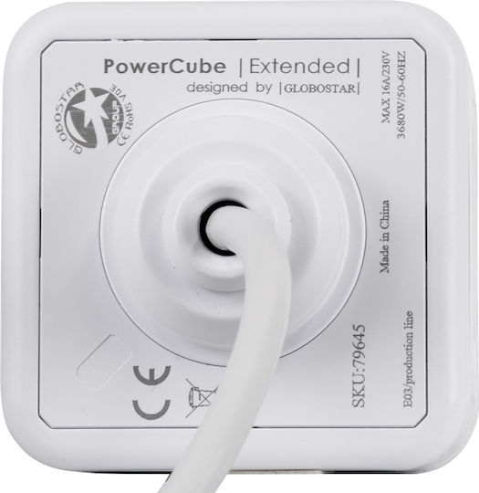 GloboStar PowerCube 5 Θέσεων με Καλώδιο 1.5m