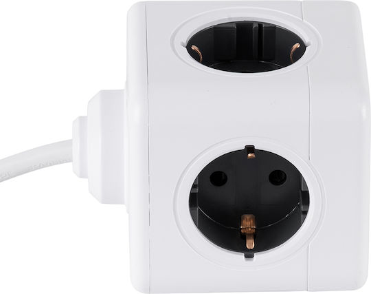 GloboStar PowerCube mit Überspannungsschutz 5 Positionen mit Kabel 1.5m Gray