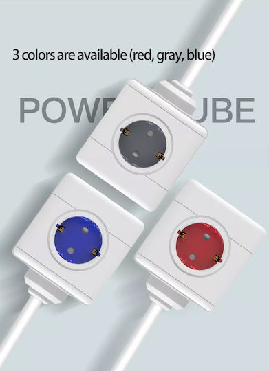 GloboStar PowerCube mit Überspannungsschutz 5 Positionen mit Kabel 1.5m Gray