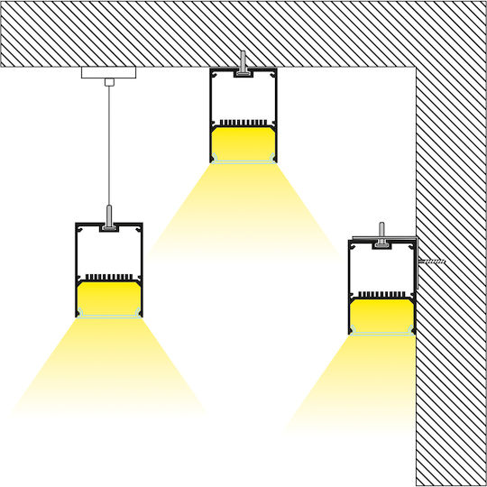 GloboStar Orion -P Commercial Linear LED Ceiling Light 72W Warm White IP20 Dimmable L120xD5.5xH7cm