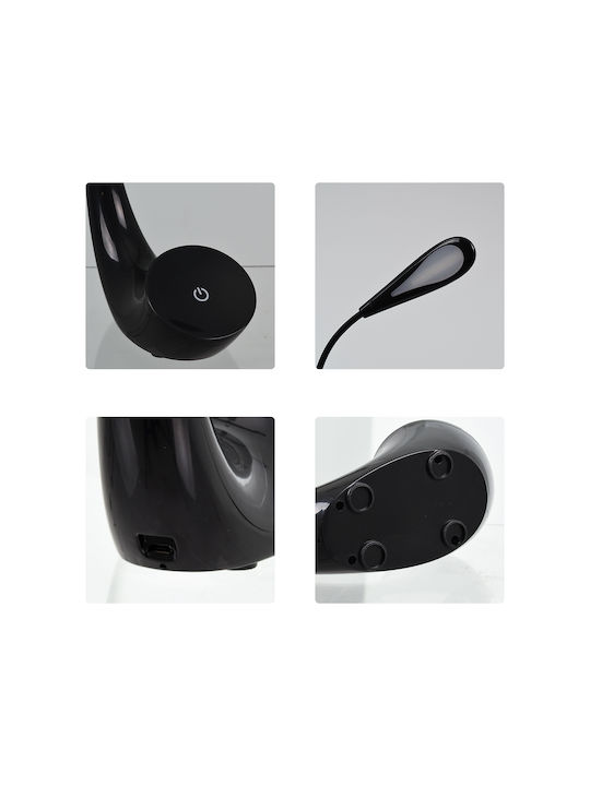 GloboStar Tesler Rechargeable LED Office Lamp with Flexible Arm in Black Color