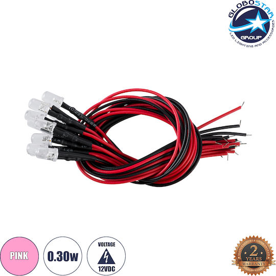 GloboStar LED 12V 0.3W Ροζ 10τμχ 73736