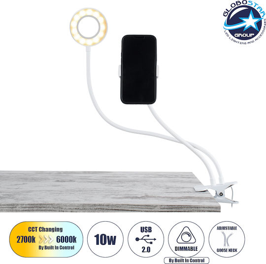 GloboStar Ring Light 9cm 3000 - 6000K with Desktop Stand/Mount Stand and Mobile Holder