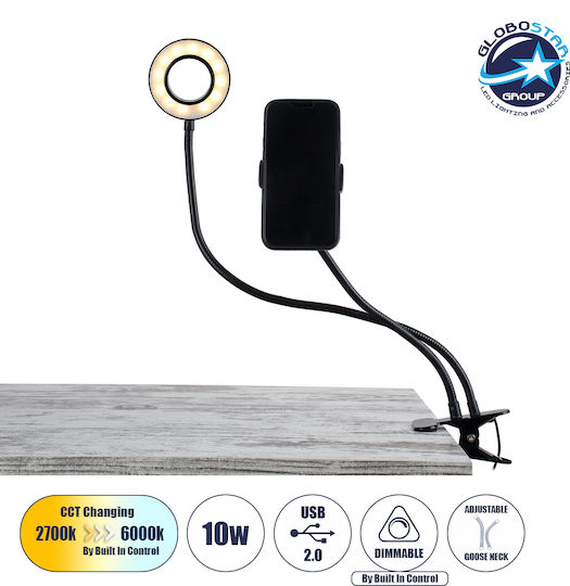 GloboStar Ring Light 9cm 3000 - 6000K with Desktop Stand/Mount Stand and Mobile Holder