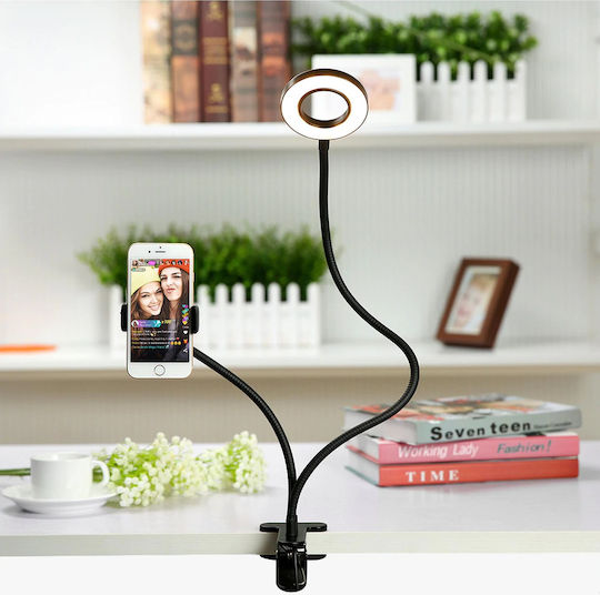 GloboStar Ring Light 9cm 3000 - 6000K with Desktop Stand/Mount Stand and Mobile Holder