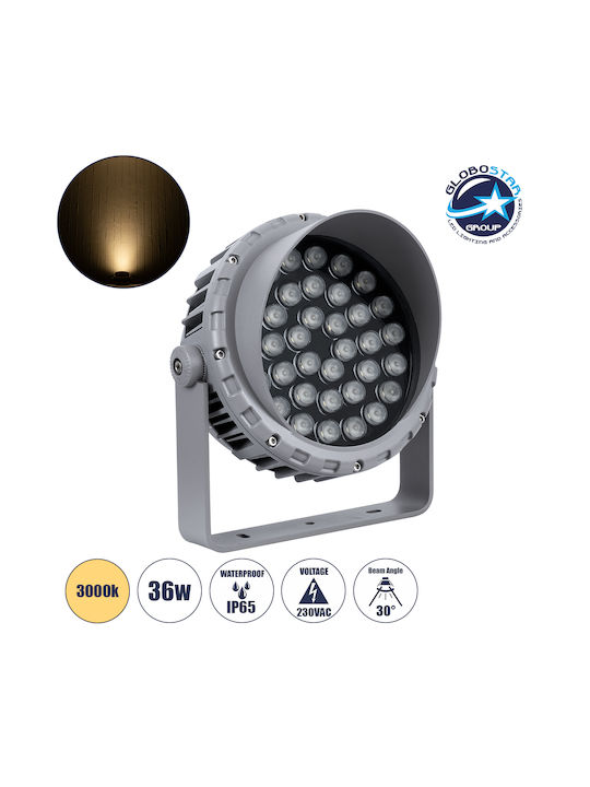 GloboStar Flood-Mena Outdoor Floor Lamp LED Wall Washer 36W with Warm White Light IP65 Silver