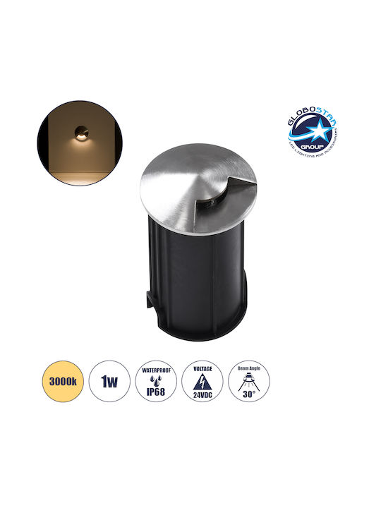 GloboStar Undergroundrena Σποτ Δαπέδου LED 1W με Θερμό Λευκό Φως IP68 Ασημί