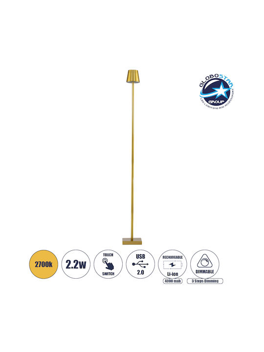 GloboStar Nega Outdoor Floor Lamp LED for Outdoor Space 2.2W with Warm White Light IP44 Gold