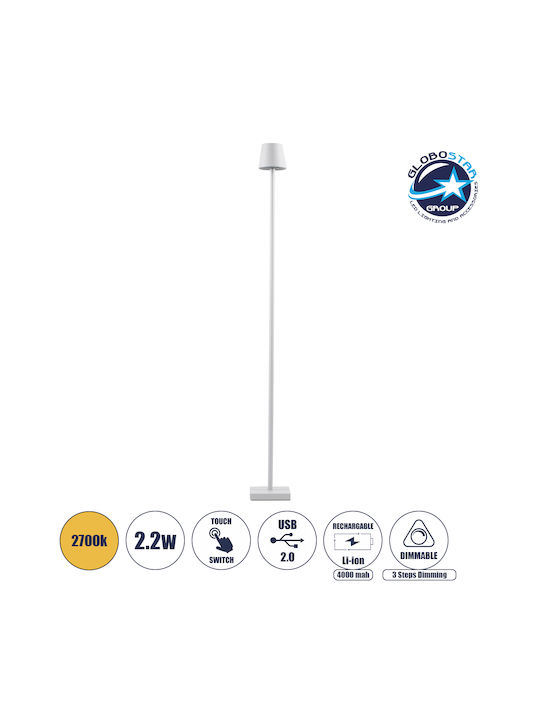 GloboStar Nega Outdoor Floor Lamp LED 2.2W with Warm White Light IP44 White