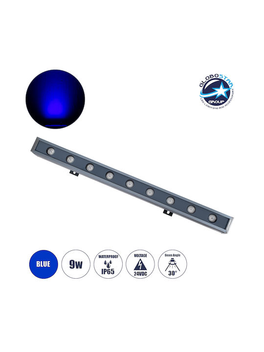 GloboStar GloboStar Außenstehlampe LED Wall Washer 9W mit Blauem Licht IP65 Grau