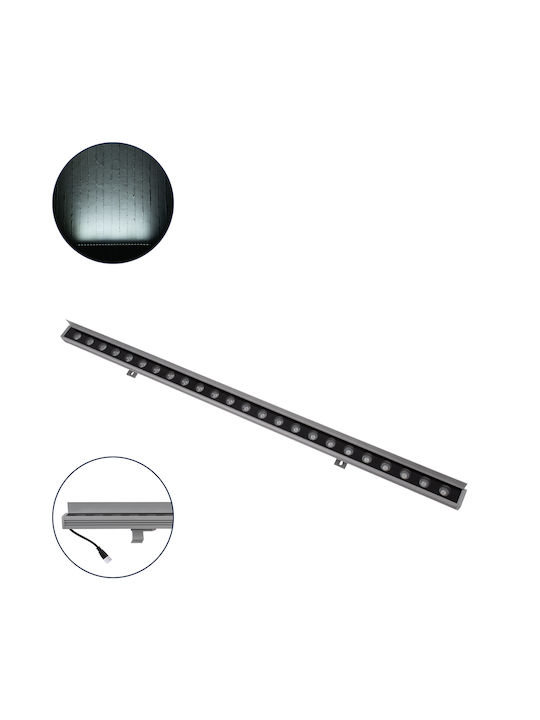 GloboStar Faia Außenstehlampe LED Wall Washer 24W mit Kaltweißem Licht IP65 Silber