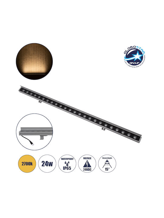 GloboStar Faia Outdoor Floor Lamp LED Wall Washer 24W with Warm White Light IP65 Silver