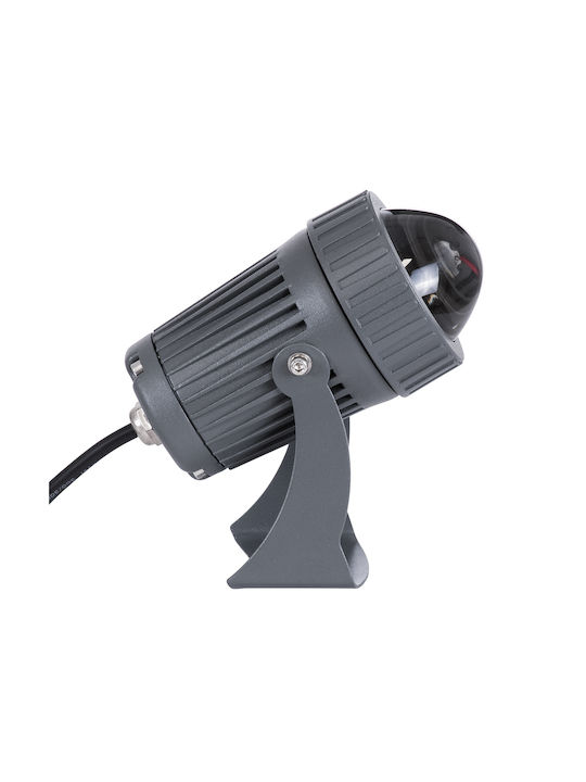 GloboStar Fenia Außenstehlampe Projektor LED Außeneinsatz 10W mit Blauer Farbe IP65 Graue