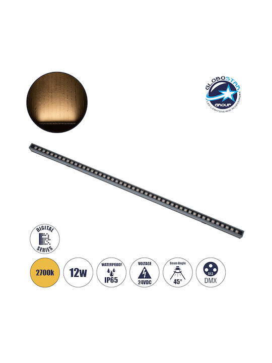 GloboStar Digi-Bar Lampă De Podea Pentru Exterior LED Mașină De Spălat Pe Perete 12W Cu Lumină Alb Cald IP65 Gri