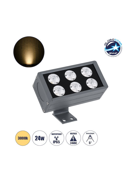 GloboStar Flood-Dany Lampă De Podea Pentru Exterior LED Mașină De Spălat Pe Perete 24W Cu Lumină Alb Cald IP65 Gri