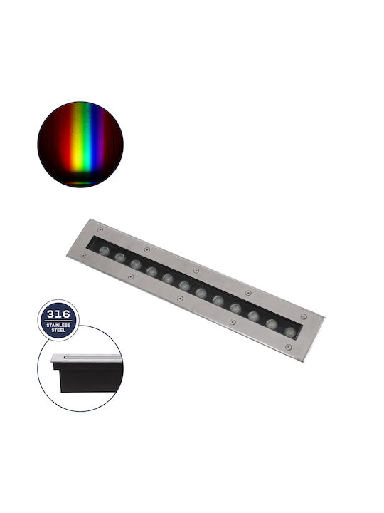 GloboStar Mina Outdoor Floor Lamp LED Wall Washer 12W RGBW IP68 Silver