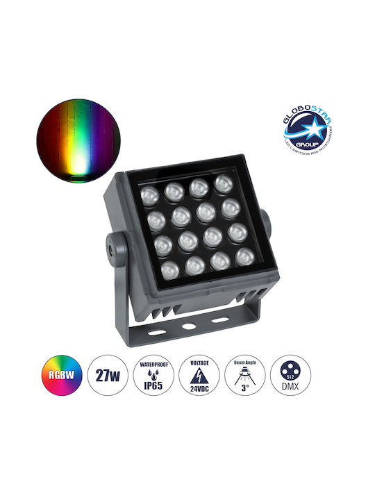 GloboStar Flood-Tiny Outdoor Floor Lamp LED Wall Washer 27W RGBW IP65 Gray