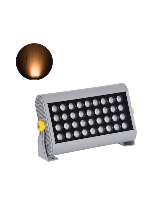 GloboStar Flood-Hena Outdoor Floor Lamp LED Wall Washer 36W with Warm White Light IP67 Silver