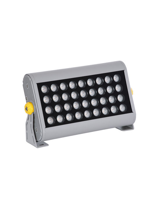 GloboStar Flood-Hena Outdoor Floor Lamp LED Wall Washer 36W with Warm White Light IP67 Silver