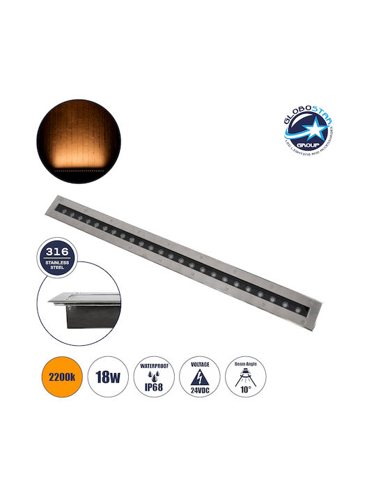 GloboStar Mina Outdoor Floor Lamp LED Wall Washer 18W with Warm White Light IP68 Gray