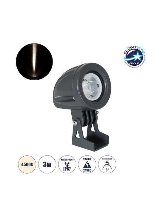 GloboStar Treelighttreedita Außenstehlampe Projektor LED 3W mit Natürliches Weiß Licht IP67 Graue