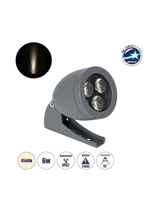 GloboStar Treelight Treespo Außenstehlampe Projektor LED Für Außenbereich 6W Mit Natürliches Weiß Licht IP67 Grau