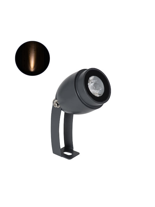 GloboStar GloboStar Außenstehlampen Projektor LED 3W mit Warmes Weiß IP67 Graue