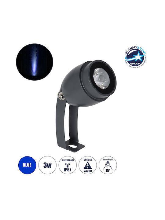 GloboStar Treelighttreegal Outdoor Projector Lamp 3W with Blue Light IP67 Gray