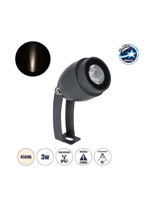 GloboStar Treelight Treegal Outdoor Floor Lamp Projector 3W with Natural White Light IP67 Gray