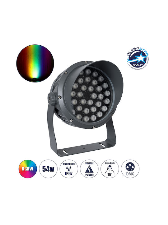 GloboStar Flooddimo Lampă De Podea Pentru Exterior LED Mașină De Spălat Pe Perete 54W RGBW IP67 Gri
