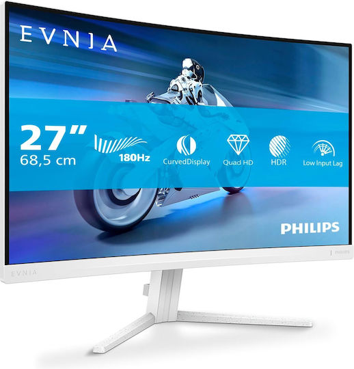 Philips Evnia 27M2C5501 VA HDR Curved Gaming Monitor 27" QHD 2560x1440 180Hz with 1ms GTG Response Time White
