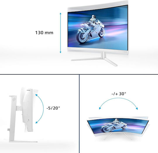 Philips Evnia 27M2C5501 VA HDR Curved Gaming Monitor 27" QHD 2560x1440 180Hz with 1ms GTG Response Time White