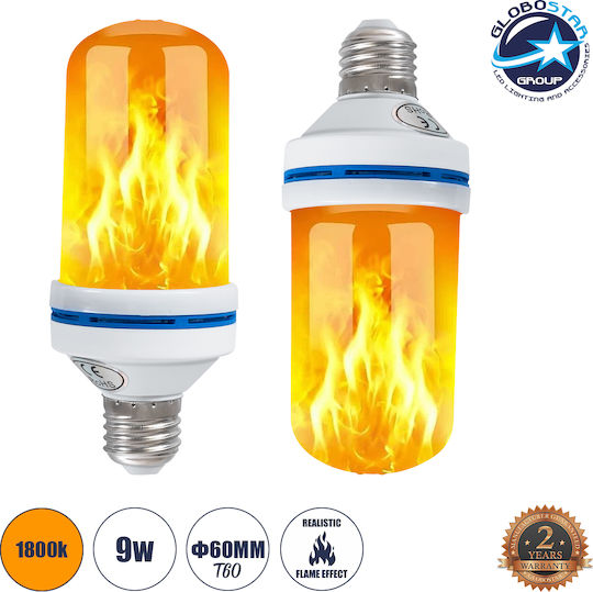 GloboStar LED-Lampe 9W 150mm für Fassung E27 und Form A60 Warmes Weiß 450lm