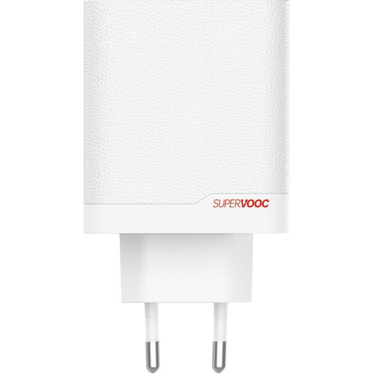 OnePlus GaN Charger with USB-A Port and USB-C Port and USB-C - USB-C Cable 120W Power Delivery White (SuperVooc)
