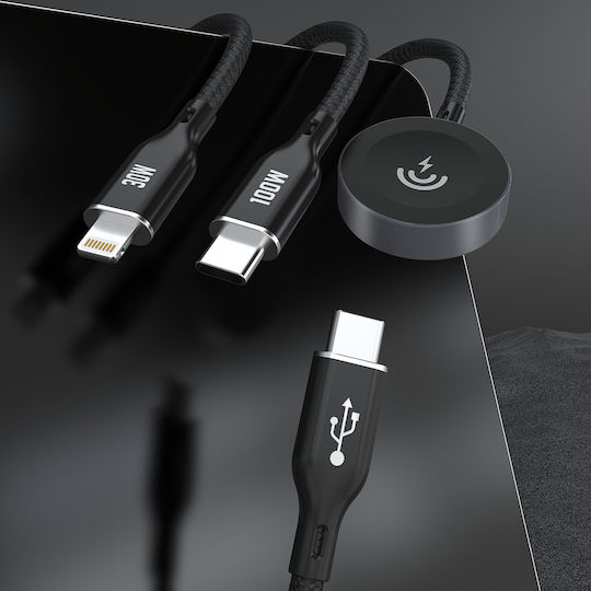 Dudao Ασύρματος Φορτιστής (Qi Pad) και Καλώδιο USB-C 100W Power Delivery Μαύρος (A12Max+)