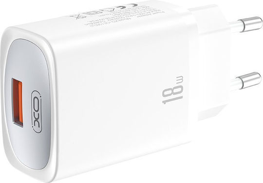 XO Charger with USB-A Port and Cable Lightning 18W Quick Charge 3.0 Whites (CE19)